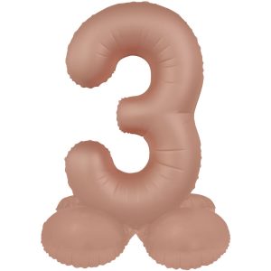 Stehender Folienballon Zahl 3 - Vintage Rose - Ultra Matt - 72 cm