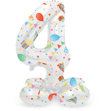 Stehender Folienballon Ziffer / Zahl 4 Joyful Party - 72 cm