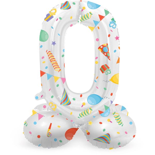 Stehender Folienballon Ziffer / Zahl 0 Joyful Party - 72 cm