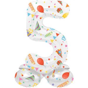 Stehender Folienballon Ziffer / Zahl 5 Joyful Party - 72 cm