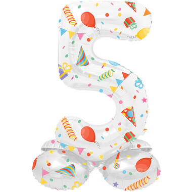 Stehender Folienballon Ziffer / Zahl 5 Joyful Party - 72 cm