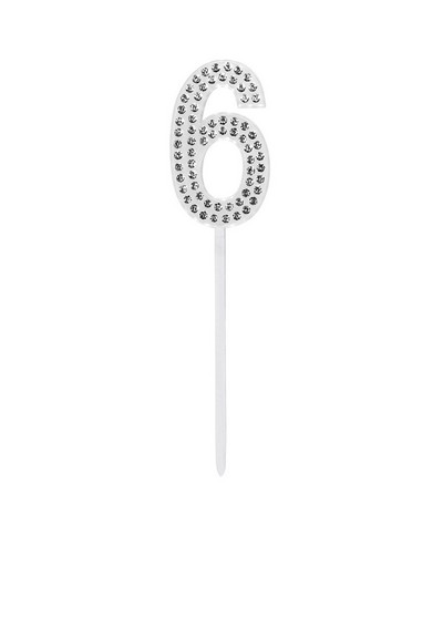 Tortentopper Cake Topper "6" Diamond 10,5 cm