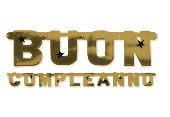 Banner Buon Compleanno Maße 253 x 15cm gold/schwarz