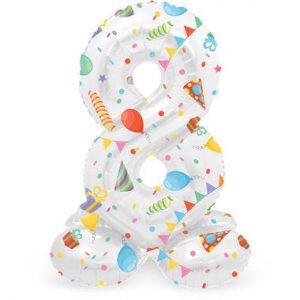 Stehender Folienballon Ziffer / Zahl 8 Joyful Party - 72 cm