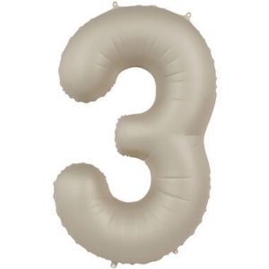 Folienballon Zahl 3 - Creamy Latte - Ultra Matt - 86 cm