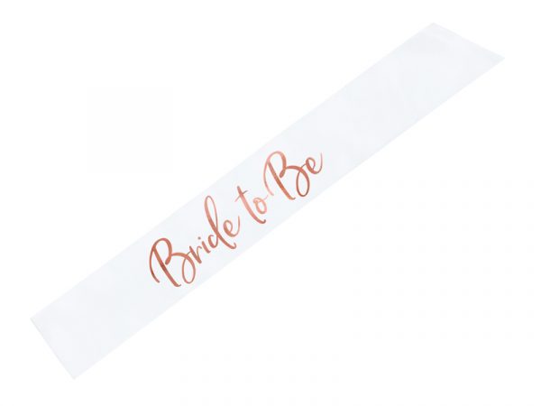 "Bride to be" Schärpe weiß/rosegold