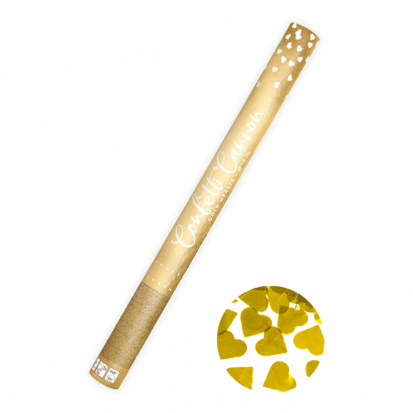 Konfetti Kanone - Herzen - Gold - 60 cm