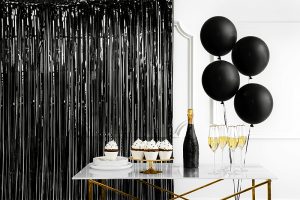 Metallic-Türvorhang Lametta Glamour 90 cm x 250 cm schwarz