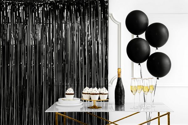 Metallic-Türvorhang Lametta Glamour 90 cm x 250 cm schwarz
