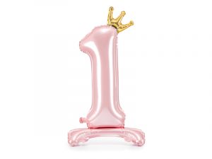 Stehender Folienballon Ziffer ''1'', 84 cm, hellrosa