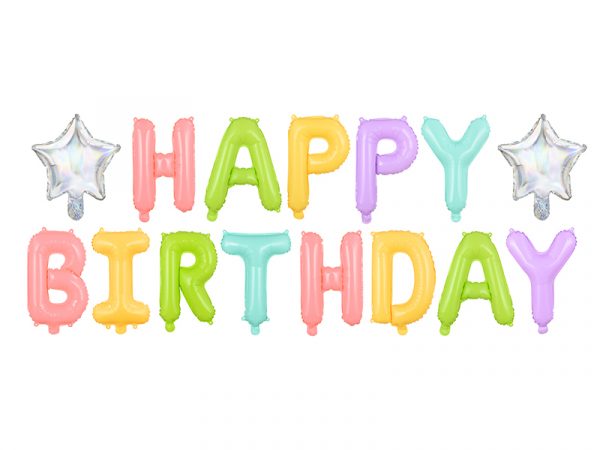 Air-Filled Folienballon Kette Bunt "Happy Birthday"