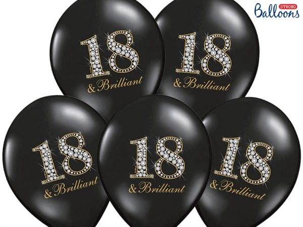 Ballons 30cm, 18 Geburtstag schwarz 6 stk