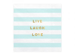 Servietten Yummy - Live Laugh Love, hellblau, 33x33cm