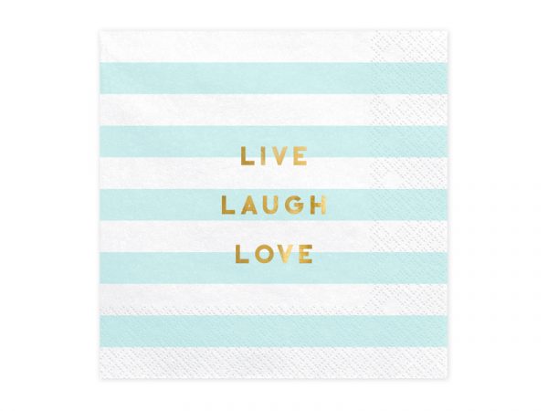 Servietten Yummy - Live Laugh Love, hellblau, 33x33cm