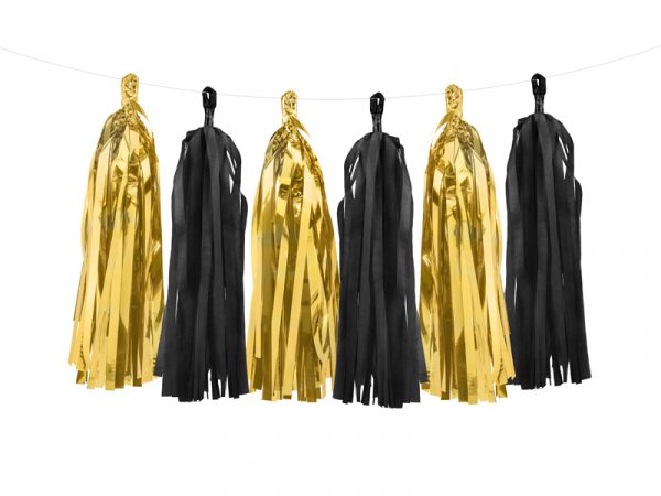 Tassel Girlande gold/schwarz12 stk
