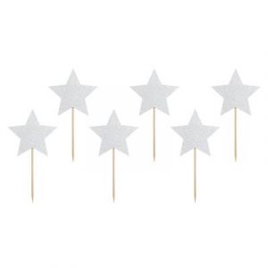 Sterne Toppers 6 Stk. 11,5cm Silber