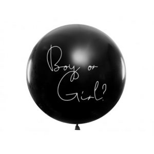 LatexBallon Schwarz "Boy or Girl " Mädchen Rosa 100cm Durchmesser