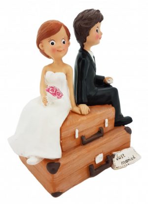 Tortenfigur Hochzeit Brautpaar Koffer