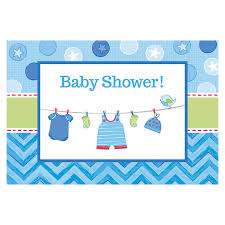 8 Einladungskarten Shower With Love - Boy mit Umschlägen