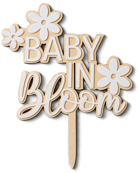 Cake Topper "Baby in Bloom" Flower - Holz /Acryl