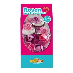 Dekoback Rosen aus Esspapier Rosa/Lila 8Stück