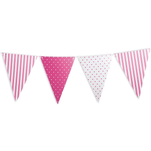 Wimpelgirlande aus rosa/pink Papier 3,6m