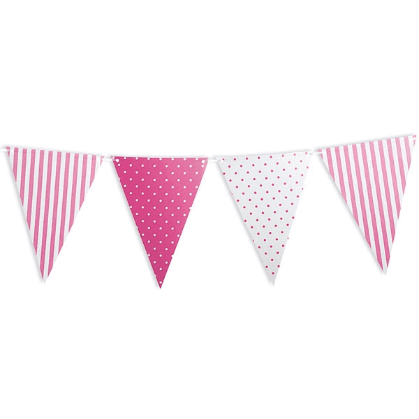 f Wimpelgirlande aus rosa/pink Papier 3,6m