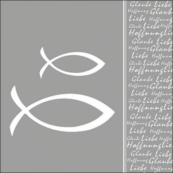 20 Papierservietten 33x33 Glaube Fisch silber