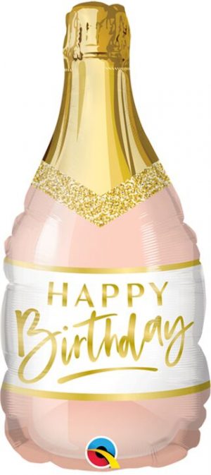 Air filled Folienballon Minishape "Happy Birthday " Sektflasche