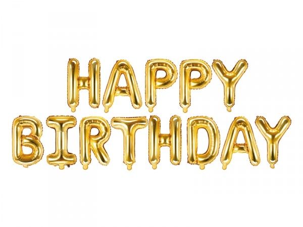 Air-Filled Folienballon Kette Gold "Happy Birthday"
