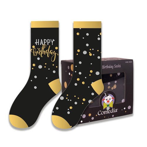 Geschenksocken 'Happy Birthday' gold (2 Paar)