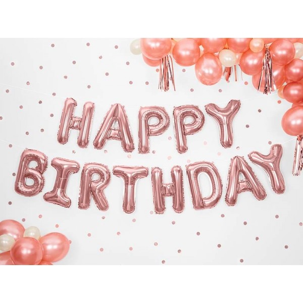 Air-Filled Folienballon Kette Rosegold "Happy Birthday"