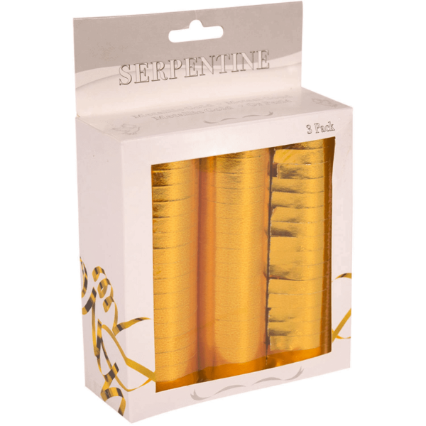 3 Luftschlangen Gold Metallic - Folat