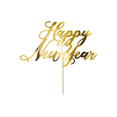 Caketopper Happy New Year, gold, 24cm