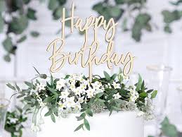 Tortentopper Kuchendekoration Happy Birthday Braun Holz