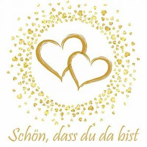 20 Servietten "Schön, dass Du da bist" Herzen 33x33cm