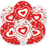 6 Latexballons Globaldruck Herzen 27,5 cm/11''