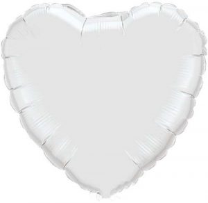 Folienballon "Herz" Weiß metallic 91cm