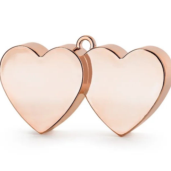 Ballongewicht doppel Herz schimmernd Rosegold