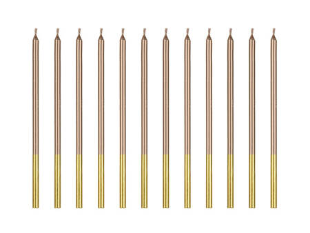 12 Geburtstagskerzen, Rose Gold, 14 cm