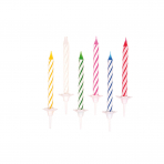 24 Spiralkerzen mit 12 Haltern 6-farbig sortiert - 6,3 cm