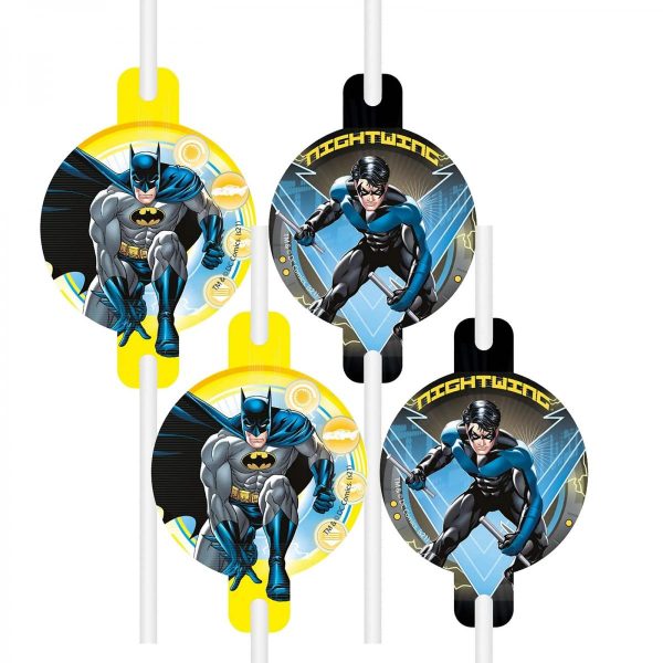 4 Batman Superpower Papier-Strohhalme