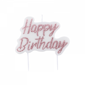 Kerze "Happy Birthday" rosegold