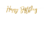 Banner Happy Birthday, gold, 16,5x62cm