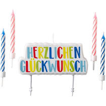 ker Riethmüller Kerzenset Herzlichen Glückwunsch 5-teilig Höhe 6 / 6,3 cm