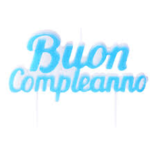 Modecor Kerze "BUON COMPLEANNO" hellblau