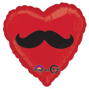 Mustache Herz Rot – Folienballon 43cm
