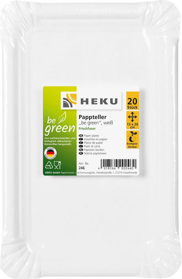 20 Einweg Pappteller 13x20cm weiß