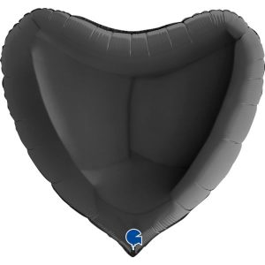 Folienballon "Herz" Schwarz metallic 91cm