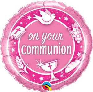 Folienballon "on your communion" rosa/pink 46cm